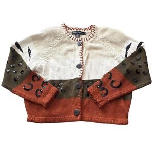 Vintage Deadstock Cropped Folk Art Cardigan With Tags
